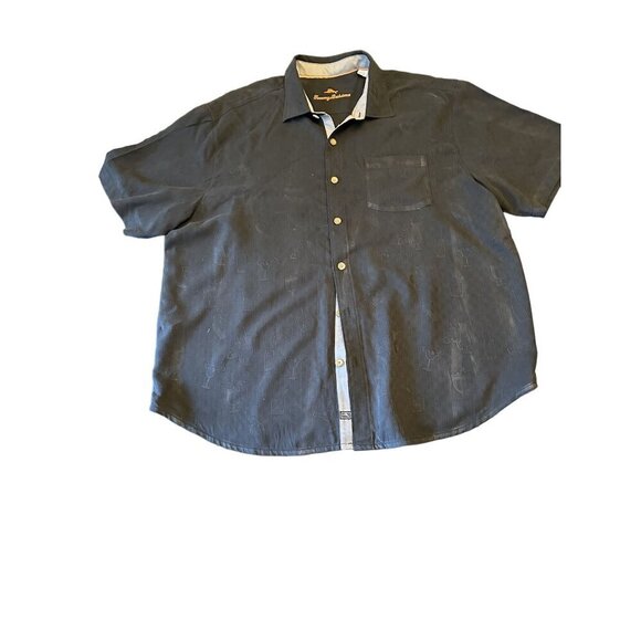 Tommy Bahama Silk Camp Shirt Drinks Well with Others Embroidered Graphic 1XLB - Picture 2 of 7